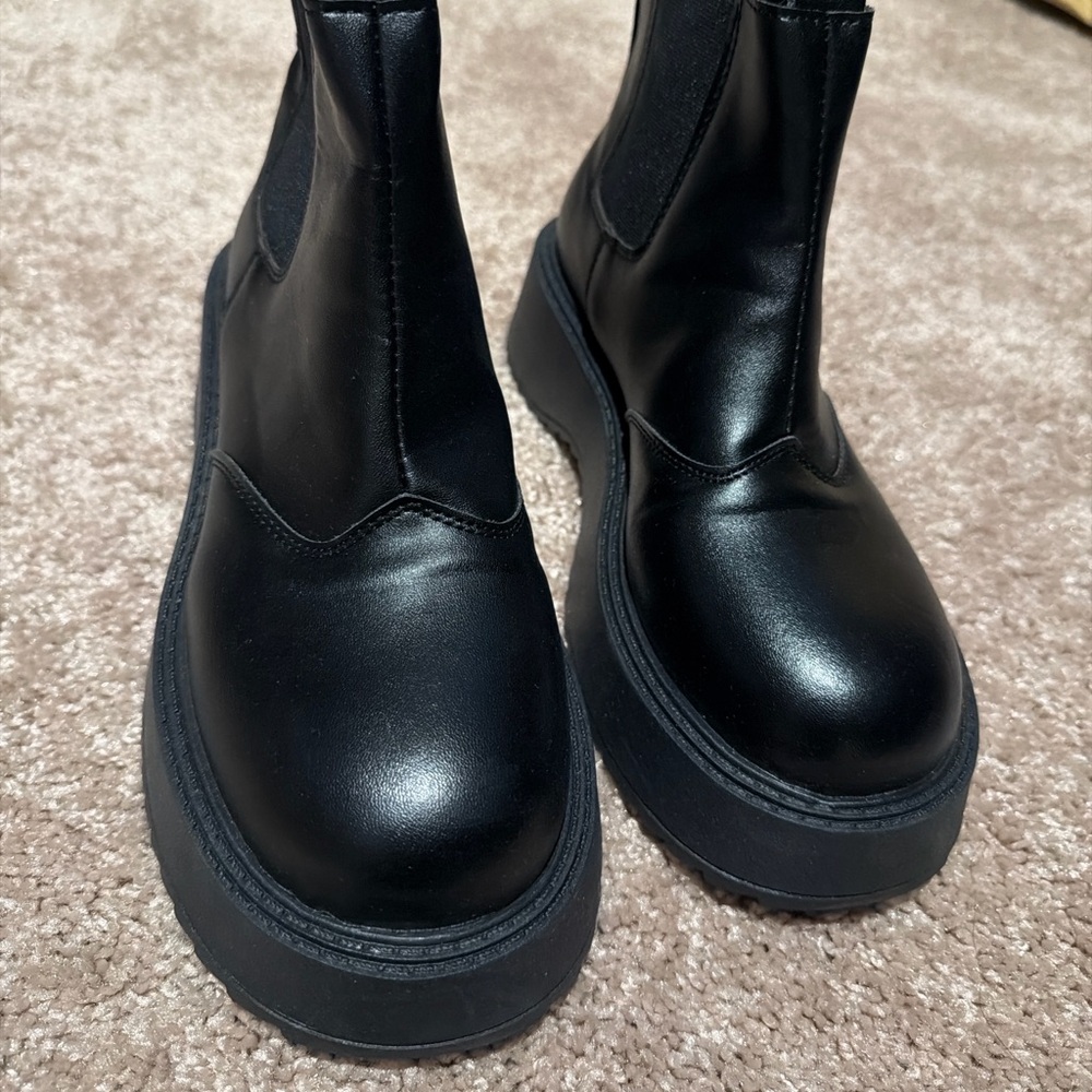Black Chunky Chelsea Boots | Platform Ankle Boots | SHEIN | Size 38